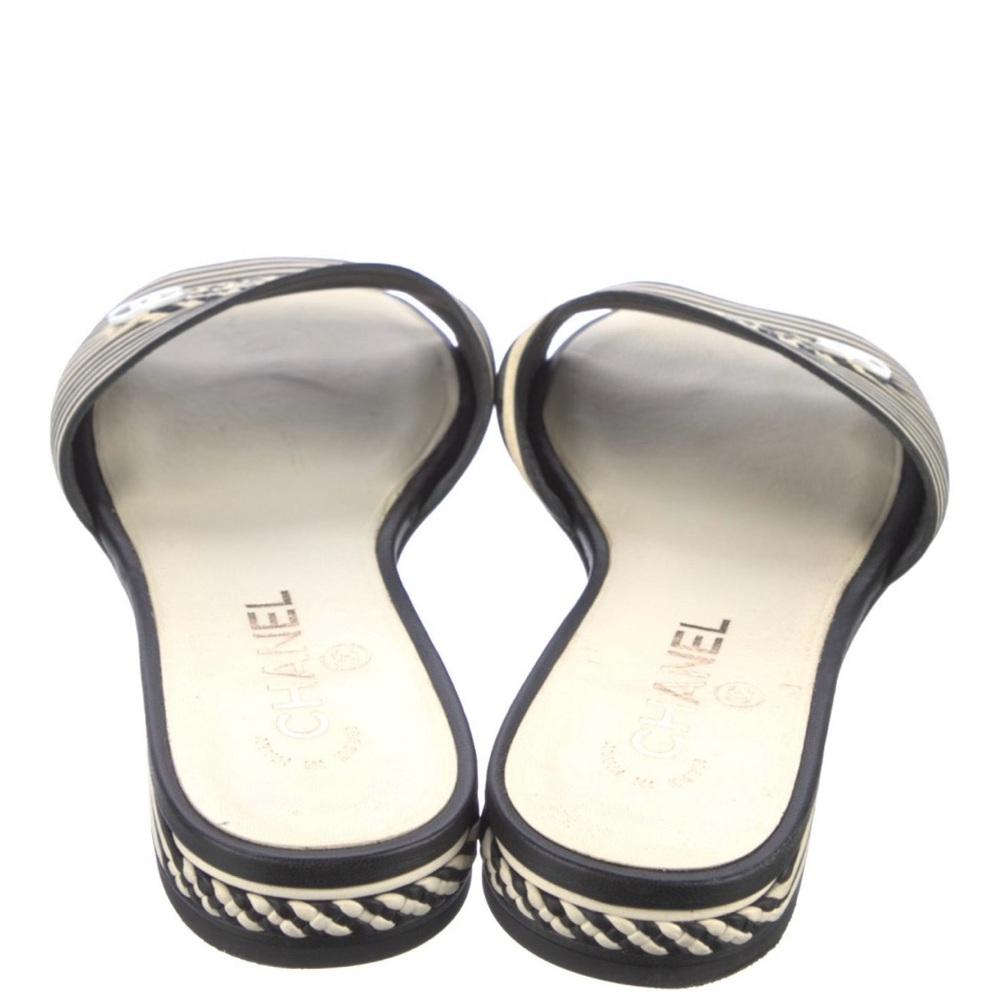 Chanel Leather CC Logo Slides